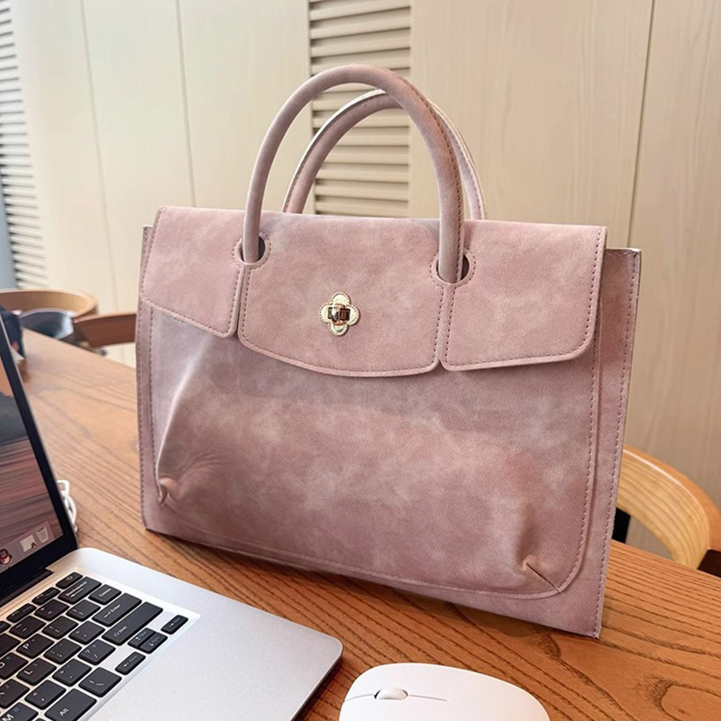 Women Hand Bags For Office - Elegante roze PU leren laptoptas met