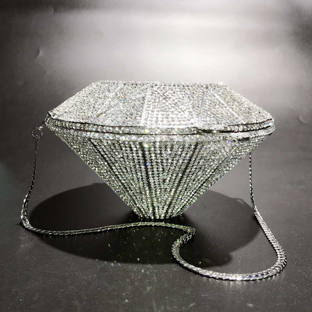 Women Bags On Sale - Driedimensionale diamantvormige avondtas vol diamanten kristallen